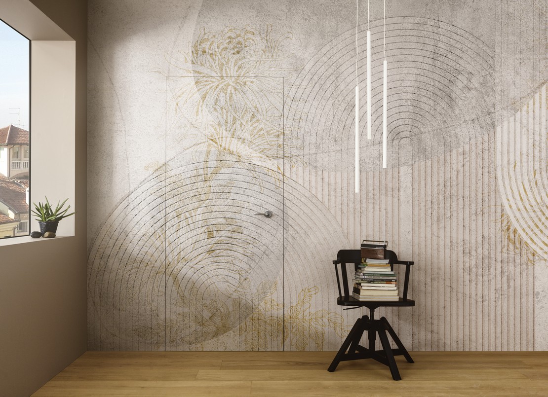 Entrée moderne et élégante avec papier peint - Inspirations Iperceramica