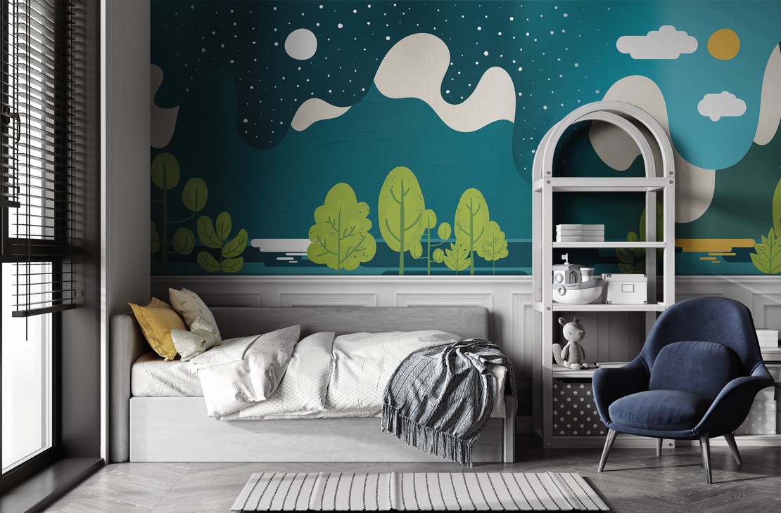 Chambre moderne et élégante style classique. Revêtement avec papier peint. - Inspirations Iperceramica