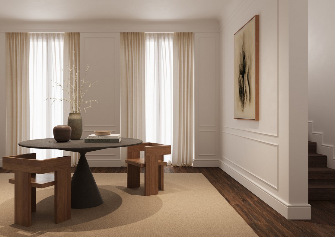 Salon classique aux traits minimalistes avec boiseries - Inspirations Iperceramica