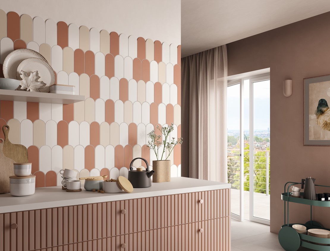 Cuisine classique élégante rose style shabby chic - Inspirations Iperceramica