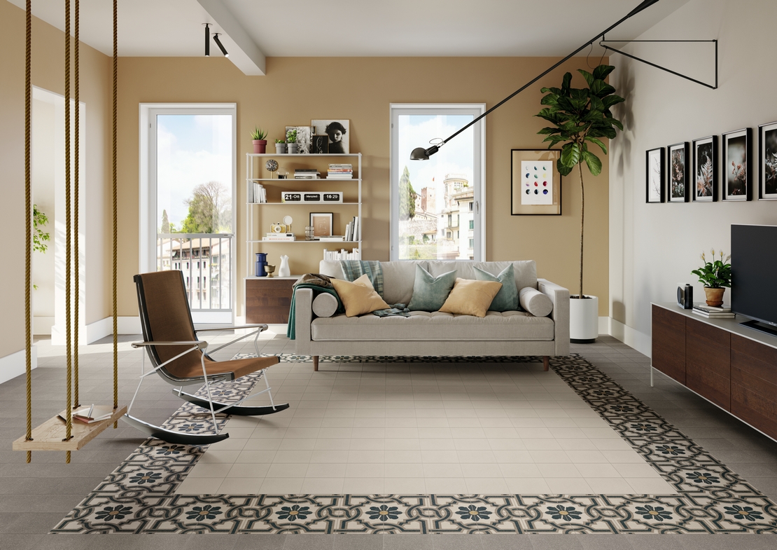 Kleines Vintage-Wohnzimmer in Gelbtönen für einen Hauch von Eleganz - Inspirationen Iperceramica