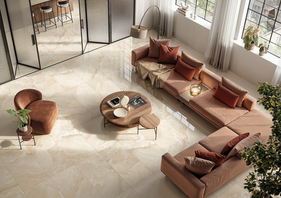 Séjour élégant de luxe en tons de beige - Inspirations Iperceramica