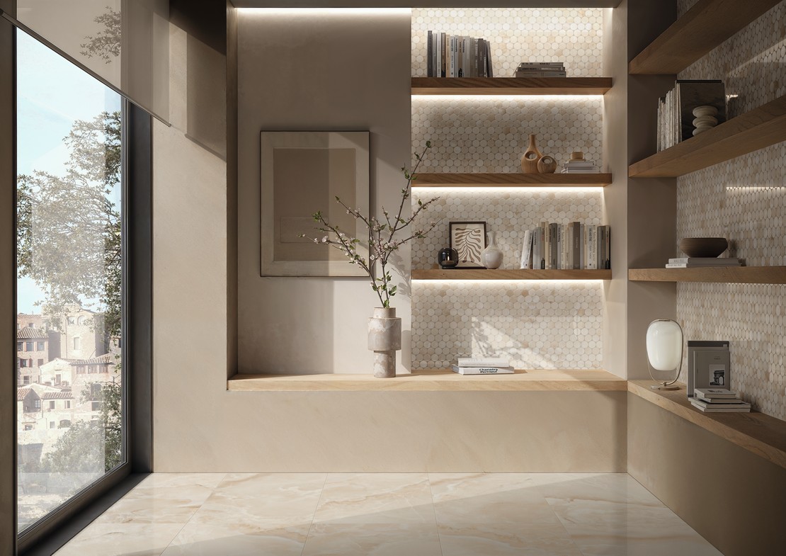 Entrée moderne et élégante tons de beige - Inspirations Iperceramica