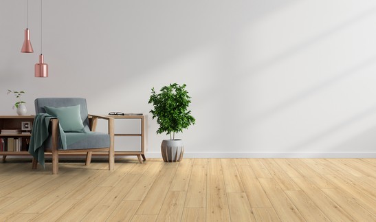 Holzoptik minimalistisches und klassisches Wohnzimmer