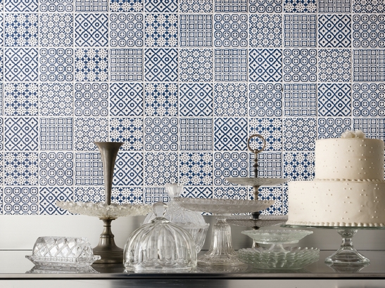 Petite cuisine vintage et rustique dans des tons bleus.