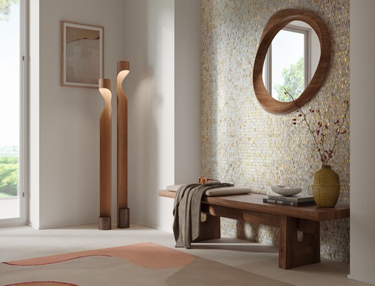 Ingresso moderno ed elegante con rivestimento in mosaico