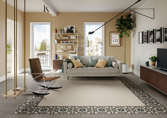 Petit séjour vintage, tons de jaune pour une touche d’élégance.