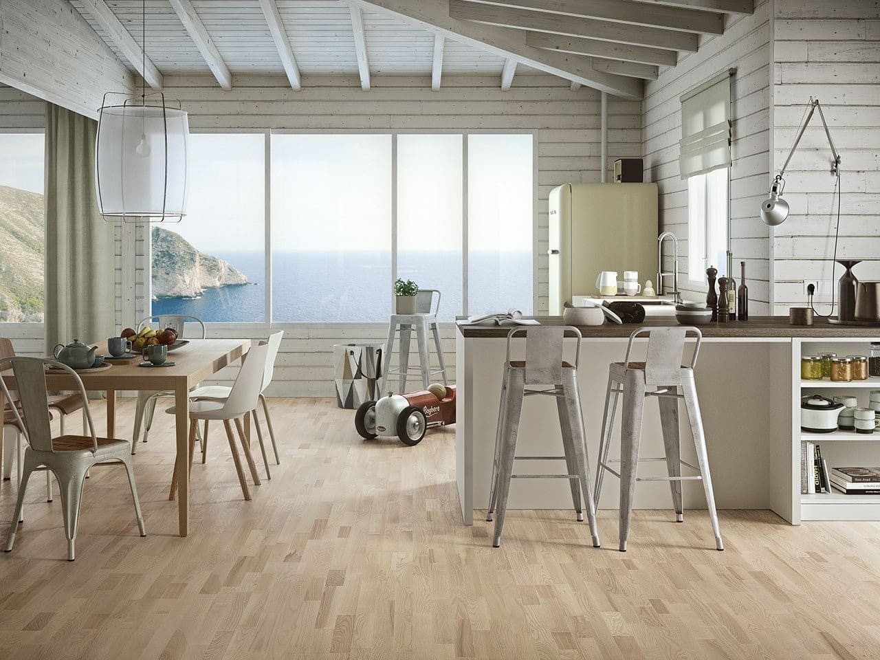 Parquet contrecollé 3 frises frêne brossé verni gris - ash platinum