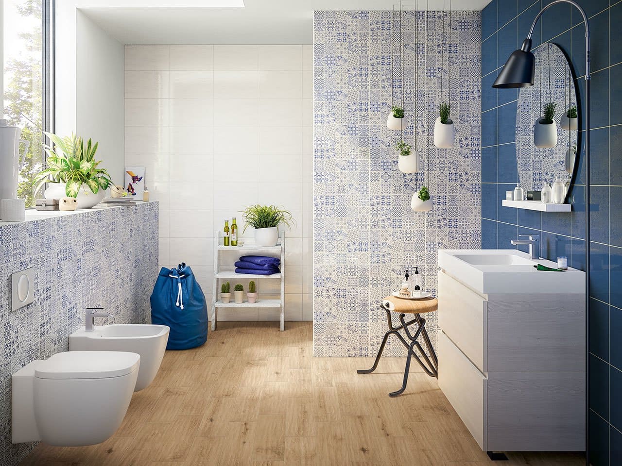 Carreaux de ciment bleus pour la salle de bain : guide des différentes solutions