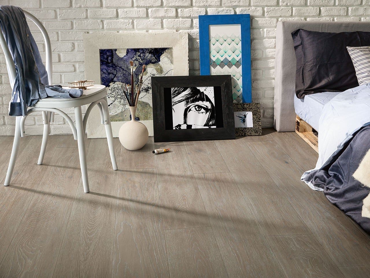 Camera Shabby Chic Parquet  Parete in mattoni