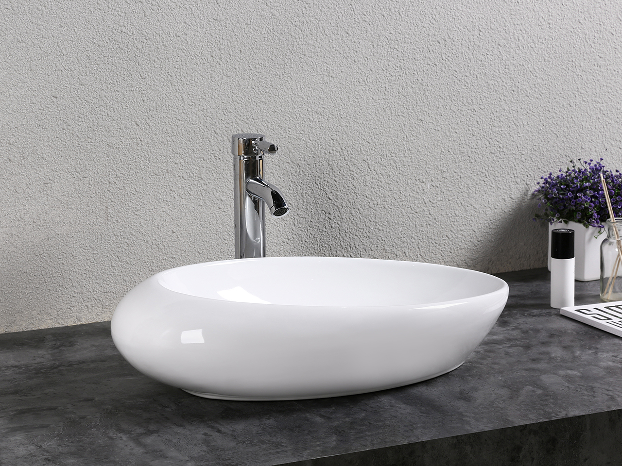 AUFSATZWASCHBECKEN LIRI 58X37XH15 cm KERAMIK WEISS GLÄNZEND - Iperceramica