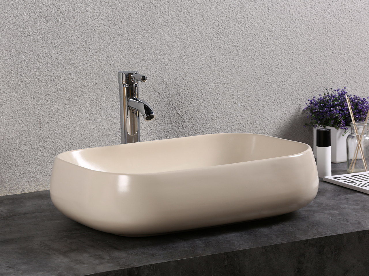 AUFSATZWASCHBECKEN ARNO 56x42xH14,5 cm KERAMIK BEIGE MATT - Iperceramica
