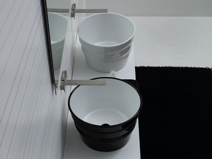 Hänge-/Aufsatzwaschbecken Bacile Ø46,5 cm H30 aus matter weißer Keramik