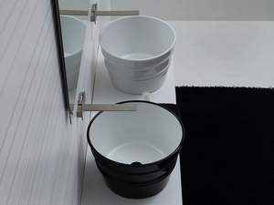 Hänge-/Aufsatzwaschbecken Bacile Ø46,5 cm H30 aus glänzender schwarzer Keramik