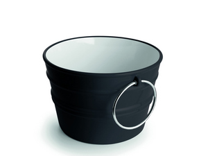 Hänge-/Aufsatzwaschbecken Bacile Ø46,5 cm H30 mit Ringen aus glänzender schwarzer Keramik