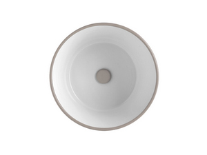 Hänge-/Aufsatzwaschbecken Bacile Ø46,5 cm H30 mit Ringen aus matter tonfarbener Keramik