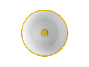 Hänge-/Aufsatzwaschbecken Bacile Ø46,5 cm H30 mit Ringen aus glänzender gelber Keramik