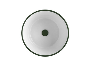 Hänge-/Aufsatzwaschbecken Bacile Ø46,5 cm H30 mit Ringen aus glänzender Keramik in britischem Renn-Grün