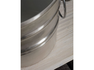 Hänge-/Aufsatzwaschbecken Bacile Ø46,5 cm H30 mit Ringen aus glänzender silberner Keramik
