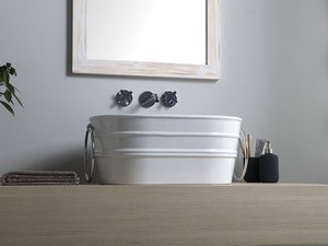 Vasque suspendue/à poser Tinozza 60X40 H25 en céramique blanc brillant avec anneaux