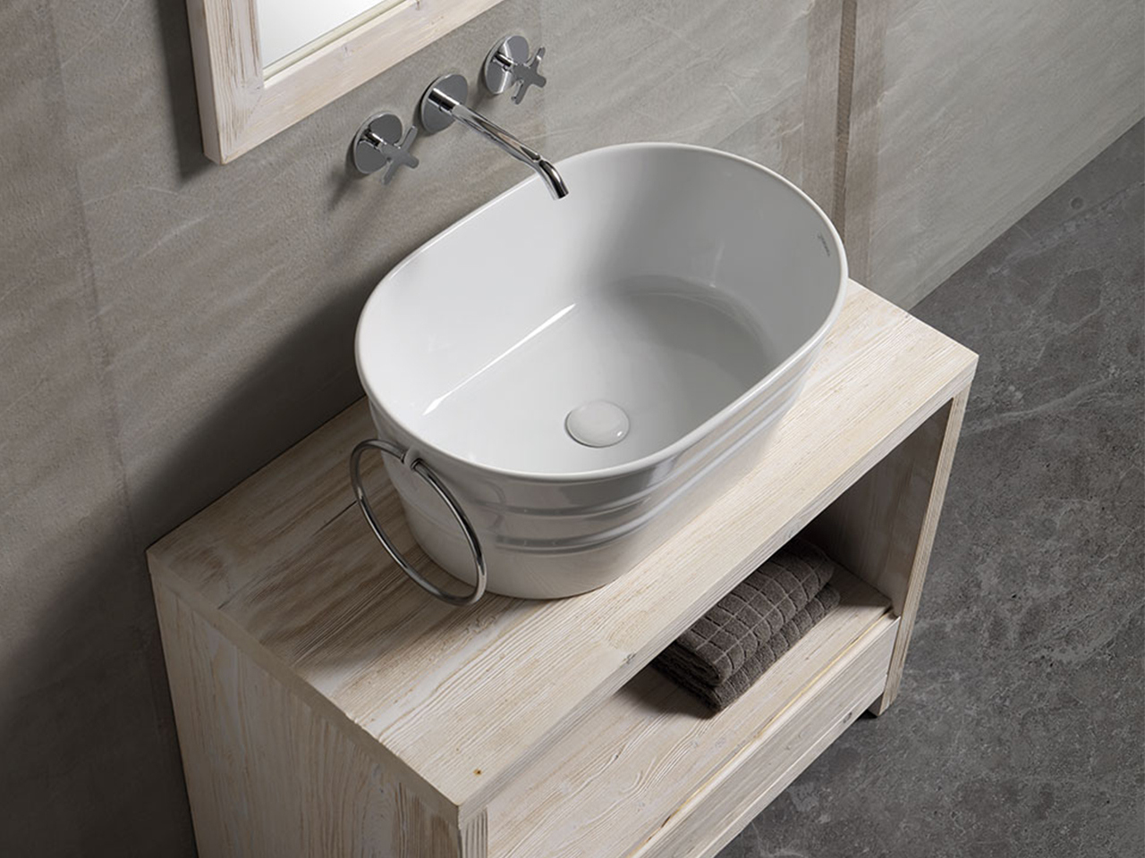 Lavabo In Ceramica Bianca 50x38x14 Cm - Antimacchia, Facile Da Pulire, Per Bagno E Cucina Con Scarico A Pressione - Foto 6