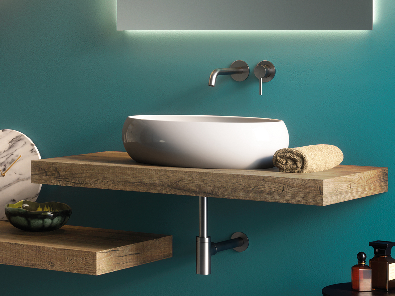 Plan pour lavabo salle de bains à poser Topsy Top cm. 120x48 cm h8