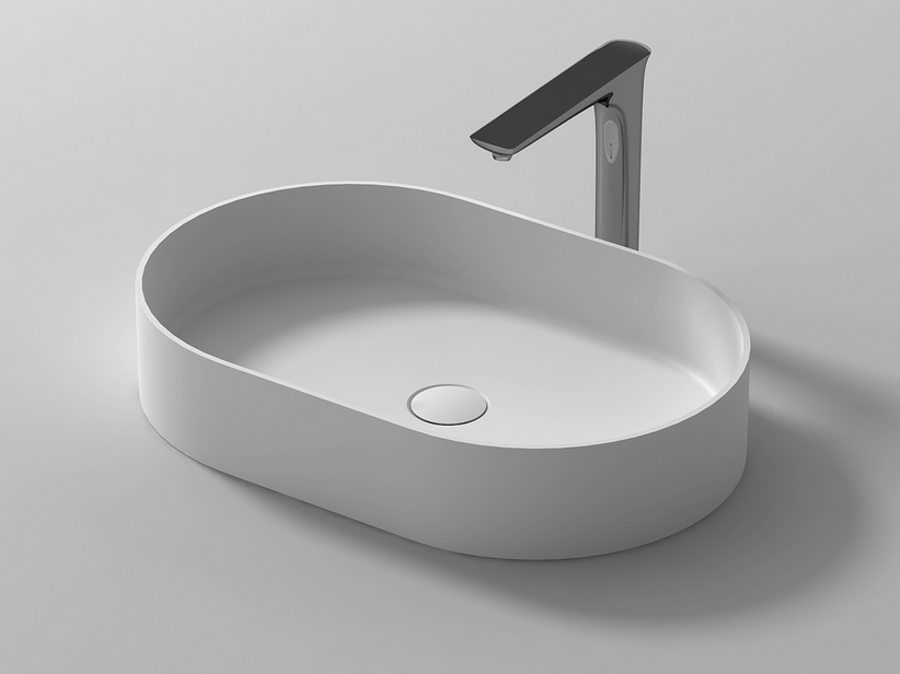 Lavabo TWG211 In Solid Surface - Bianco Opaco, Larghezze 80/100/120 Cm - Sospeso O Da Appoggio - Foto 8