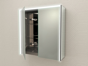 Armoire miroir de salle de bains avec LED BH 75x70 avec 2 portes
