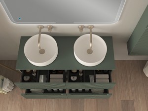 Badezimmermöbel FARO 120 cm mattgrün mit Aufsatz für Aufsatzwaschbecken