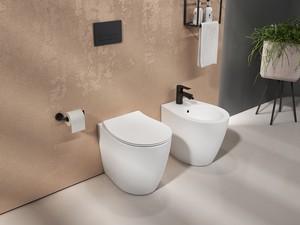 WC à poser Sentimenti Neo Rimless 52x36 cm adossé au mur blanc mat