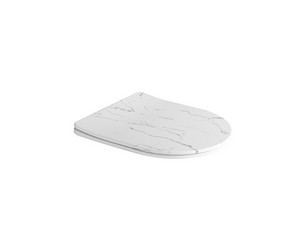 Slim-WC-Sitz Cardano Soft-Close mit der Optik von Statuario-Marmor Weiß Matt