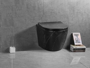 WC suspendu Cardano rimless 48,5x37 effet marbre Marquinia noir mat