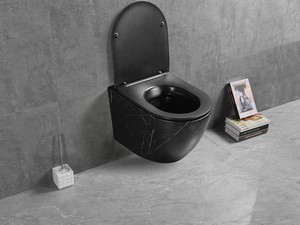WC suspendu Cardano rimless 48,5x37 effet marbre Marquinia noir mat