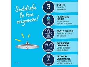 Soffione Doccia Grohe Vitalio Joy Ø260 cm 3 getti Cromo
