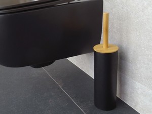 Porte-balai wc Adonis 9x39 cm acier noir/bois
