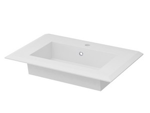LUX L70 CM WALL-MOUNTED BATHROOM CABINET WITH 2 DRAWERS AND UNITOP RESIN WASHBASIN - MATT WHITE FINISH