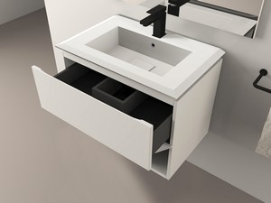 Meuble salle de bains LUX L70 cm suspendu avec 2 tiroirs et lavabo Unitop en résine - finition blanc mat