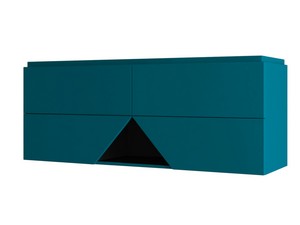 Hängebadmöbel LUX L140 cm mit 4 Schubladen und Unitop-Doppelwaschbecken aus Harz – Ausführung Petrolblau matt