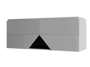 LUX L140 CM WALL-MOUNTED BATHROOM UNIT WITH 4 DRAWERS AND UNITOP DOUBLE BASIN IN RESIN - CLOUD GREY FINISH