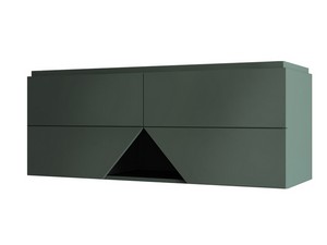 LUX L140 CM WALL-MOUNTED BATHROOM UNIT WITH 4 DRAWERS AND UNITOP DOUBLE BASIN IN RESIN - MATT GREEN FINISH