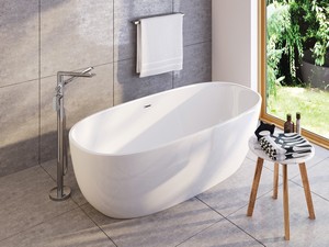 Freistehende Badewanne mit Füßen Alpinia cm 150x73,5x58 Weiß glänzend