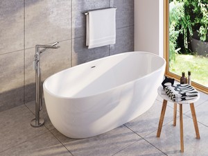 Freistehende Badewanne mit Füßen Alpinia cm 170x80x58 Weiß glänzend
