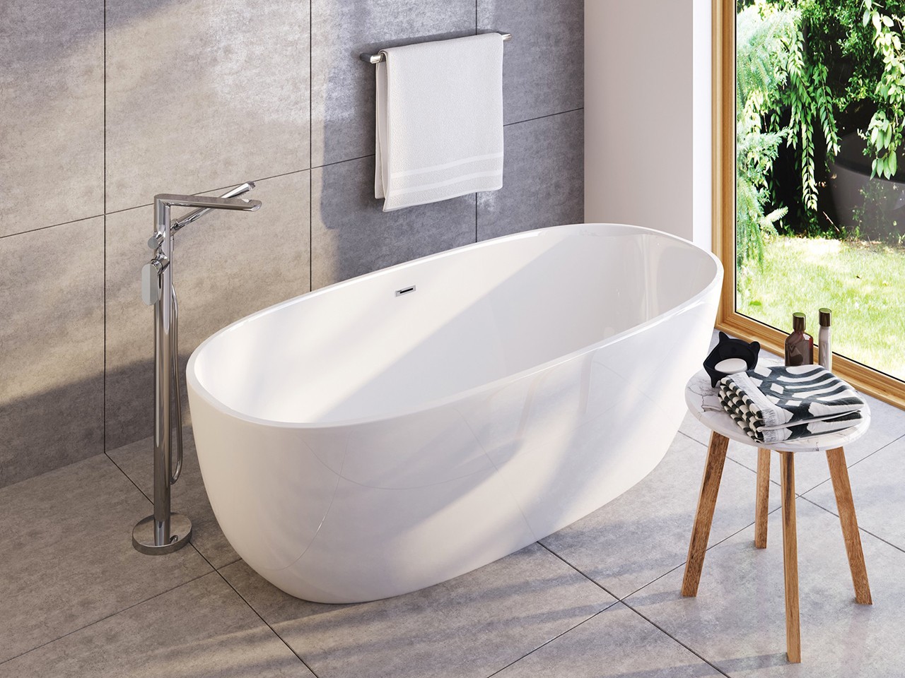 KONZEPT Vaso per Piante Grande 24cm Bianco, Fioriera con Piedini