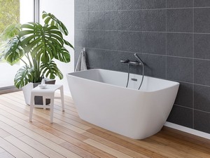 Freistehende Badewanne mit Füßen Anemon cm 150x72x58 Weiß glänzend
