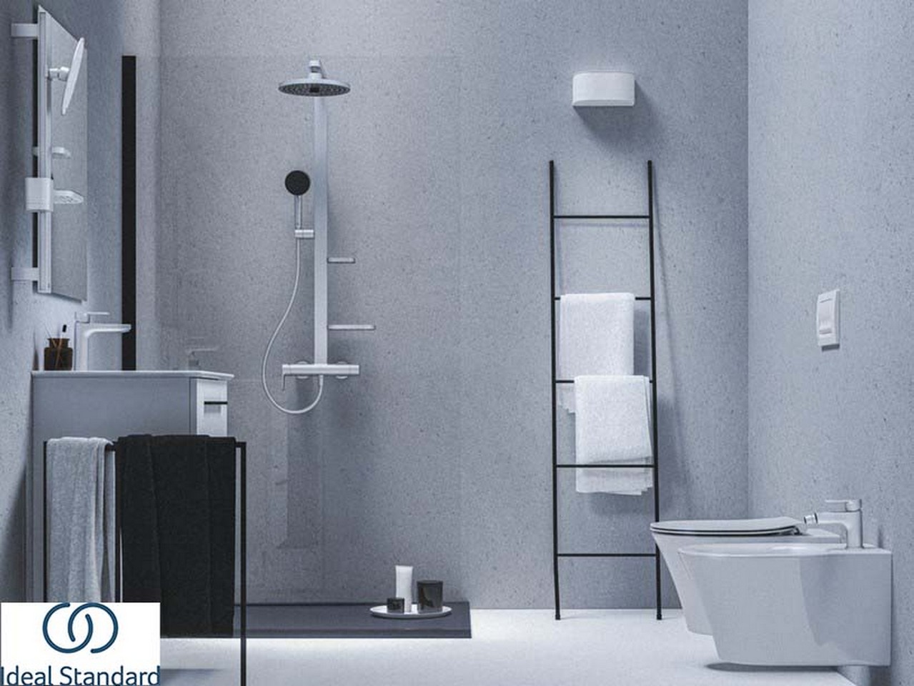 Standard Douche Mitigeur Colonna de douche Ideal Standard Alu+ 2 fonctions argent ...