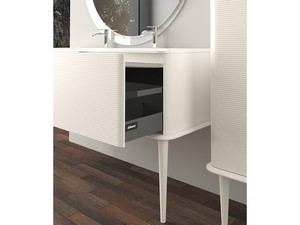 Meuble salle de bains ATLAS L144 cm à poser avec 2 tiroirs et lavabo Unitop en résine - finition blanc mat
