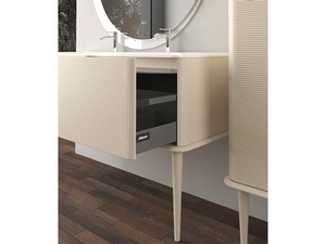 Meuble salle de bains ATLAS L64 cm à poser avec 1 tiroir et lavabo Unitop en résine - finition coton mat