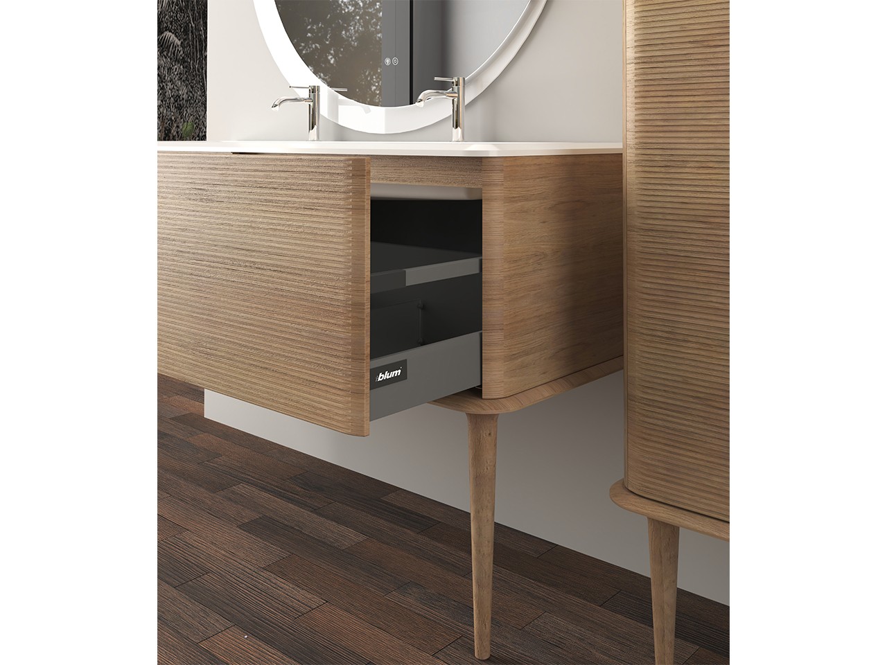 Grand Meuble Salle de Bain En bois Massif | plateau Marbre