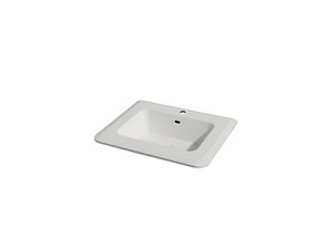Meuble salle de bains ATLAS L64 cm à poser avec 1 tiroir et lavabo Unitop en résine - finition chêne tabac mat