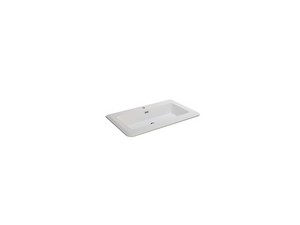 Meuble salle de bains ATLAS L98 cm à poser avec 1 tiroir et lavabo Unitop en résine - finition blanc mat